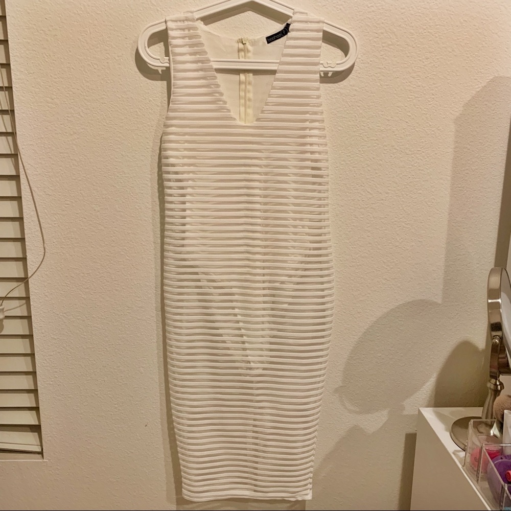 Petite Mia Stripe Bodysuit Insert Midi Dress - Picture 4 of 5